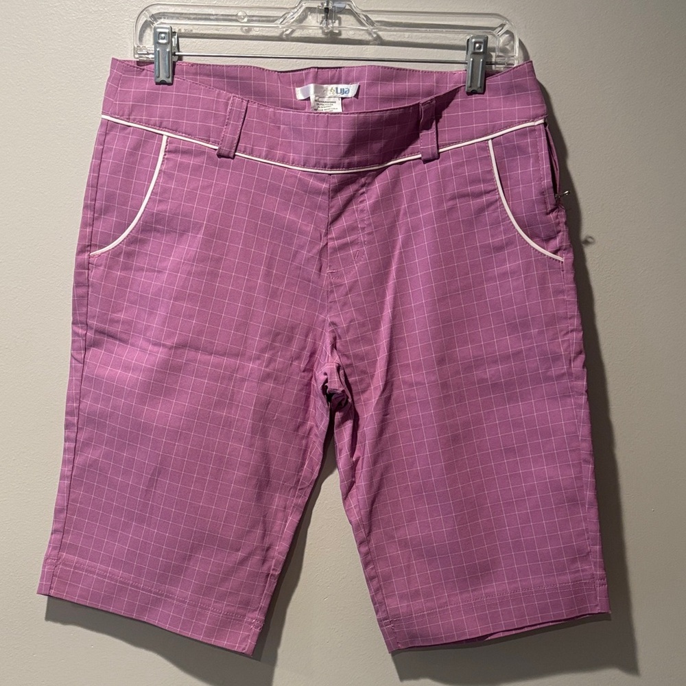 Lija Purple Checkered Women's Bermudas
